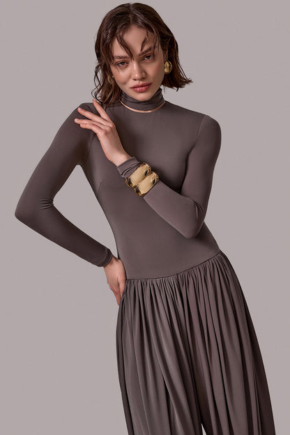 Draped High-Neck Jumpsuit