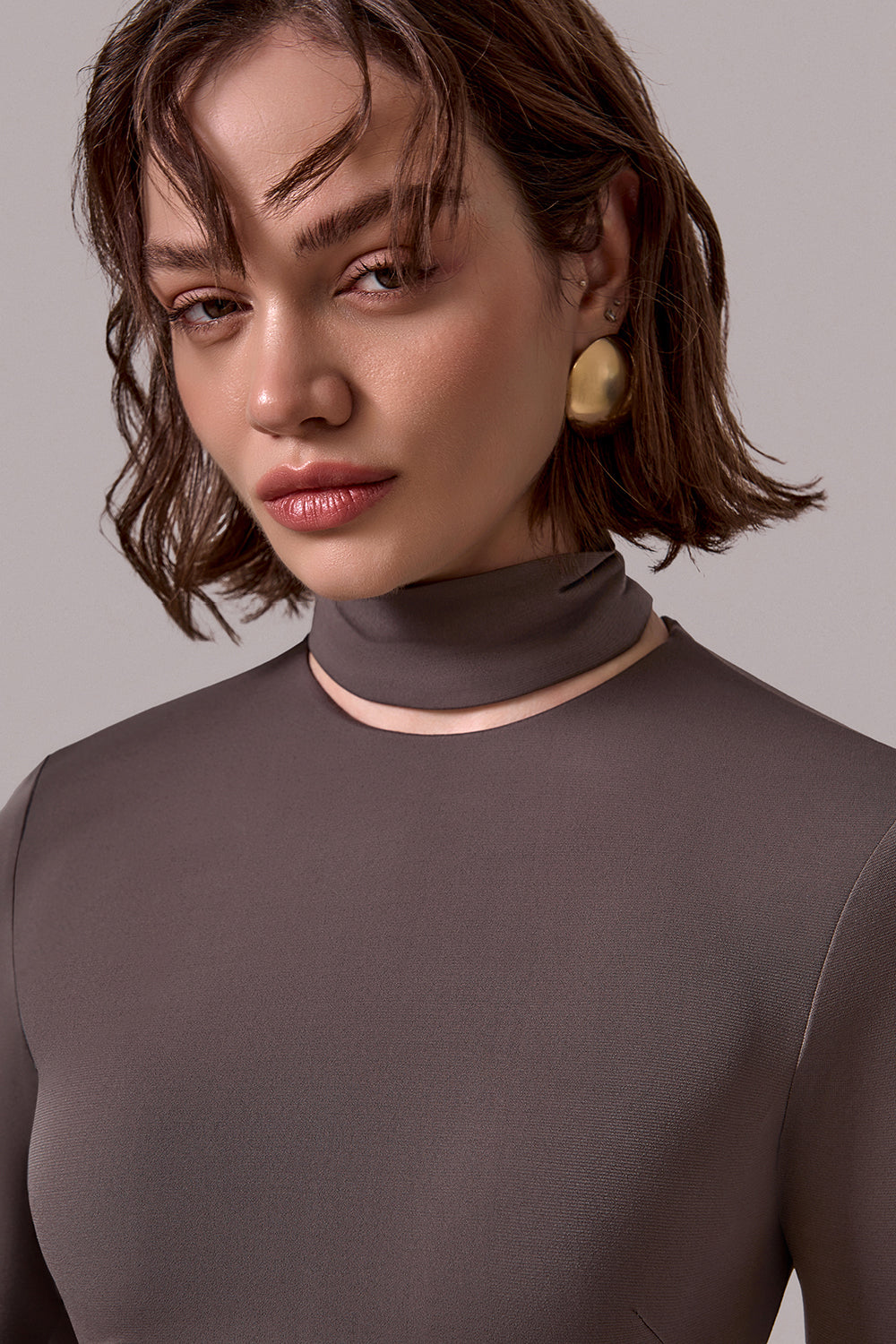 Draped High-Neck Jumpsuit