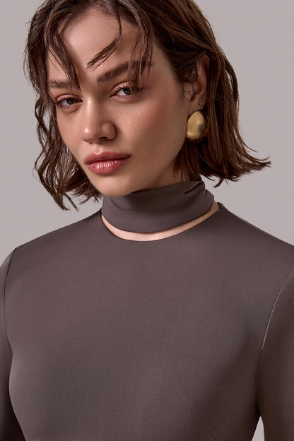Draped High-Neck Jumpsuit