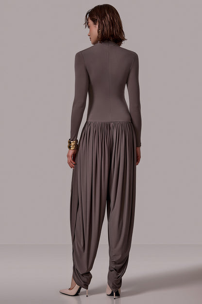Draped High-Neck Jumpsuit