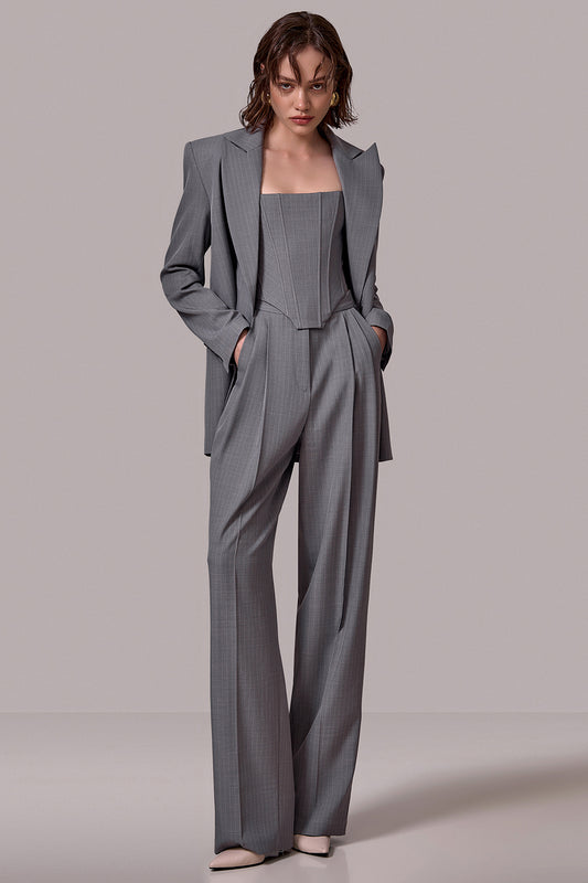 Straight Leg Striped Trousers