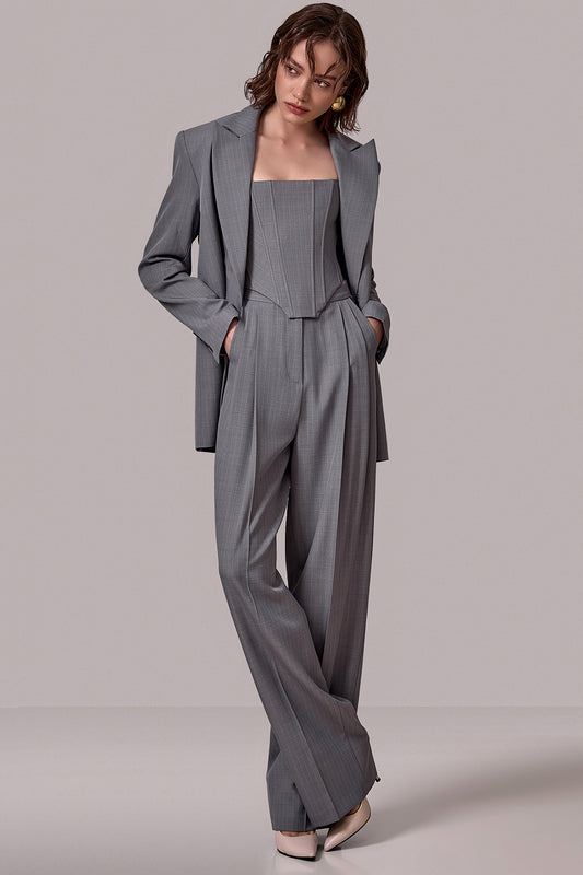 Straight Leg Striped Trousers