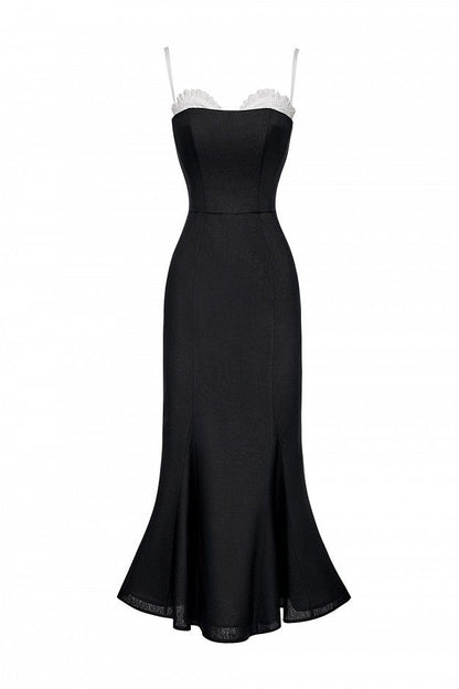 Midi Dress with Embroidery and Detachable Straps