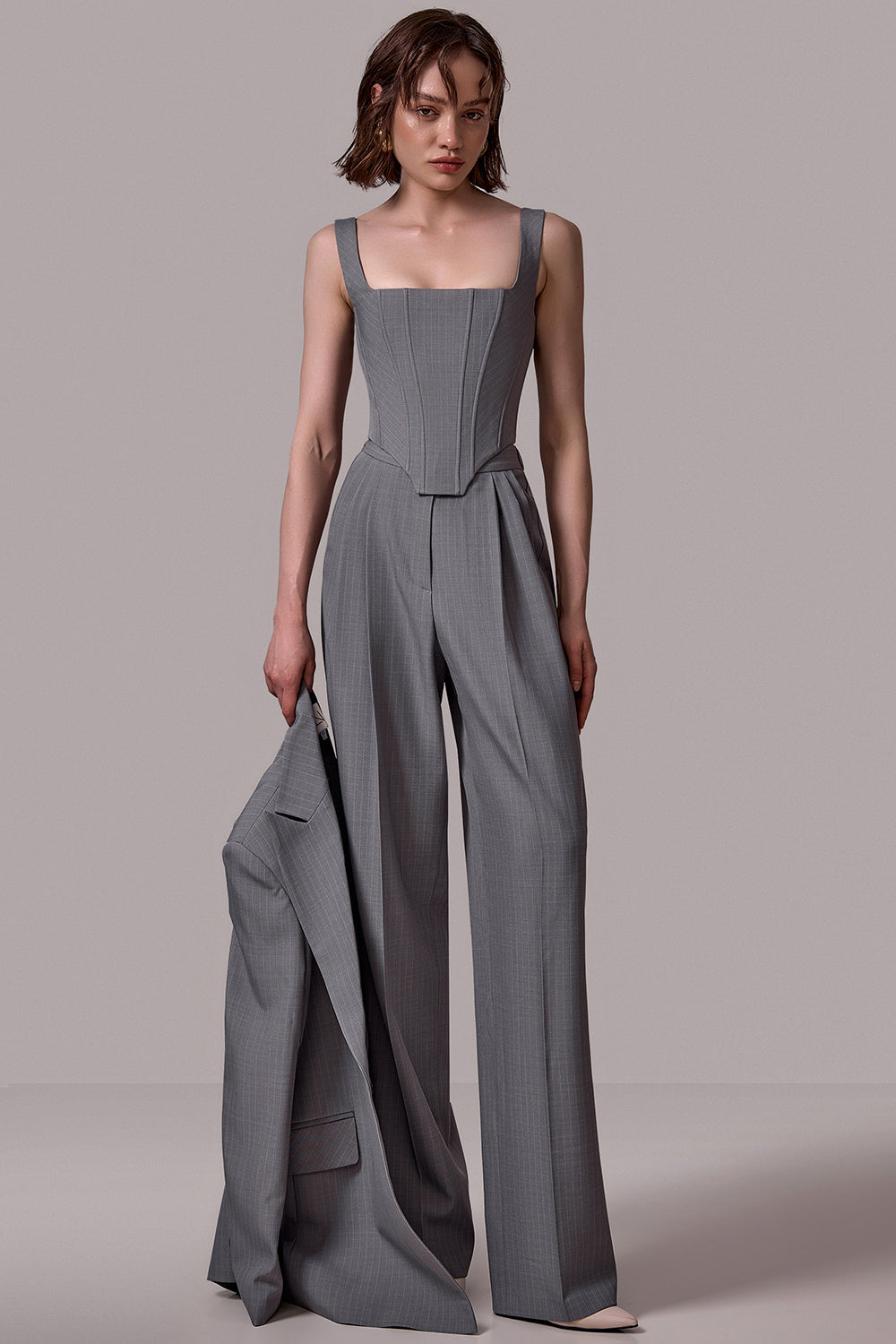 Straight Leg Striped Trousers