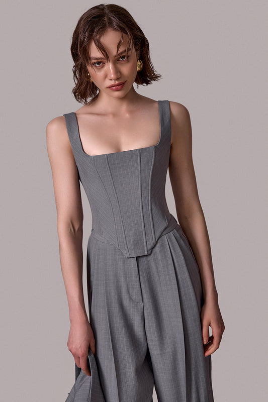 Pinstripe Structured Corset Top