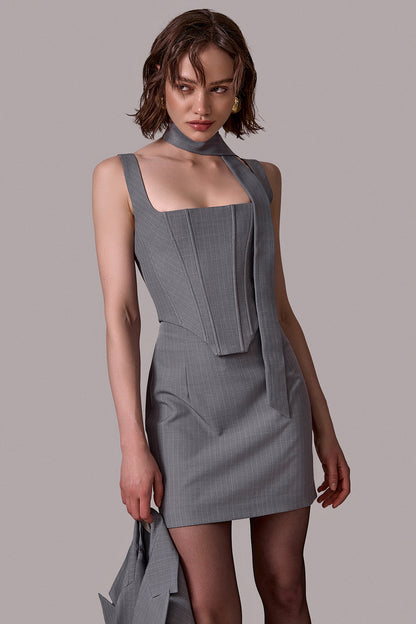 Pinstripe Structured Corset Top