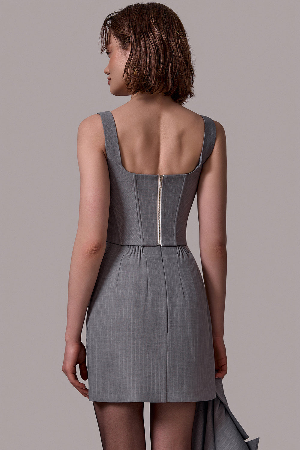 High-Waist Pinstripe Mini Skirt