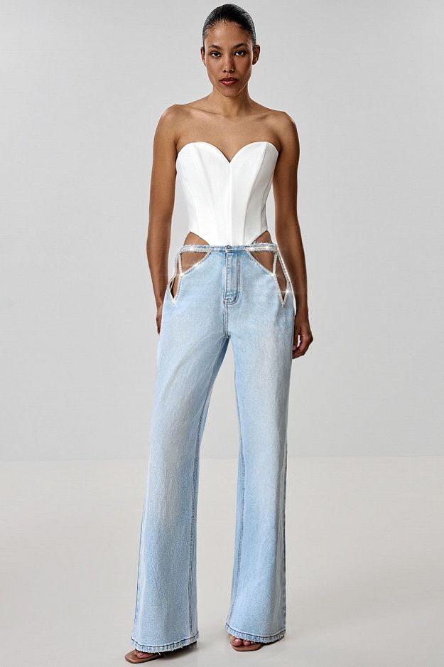 Jeans with Decorative Cut-Outs