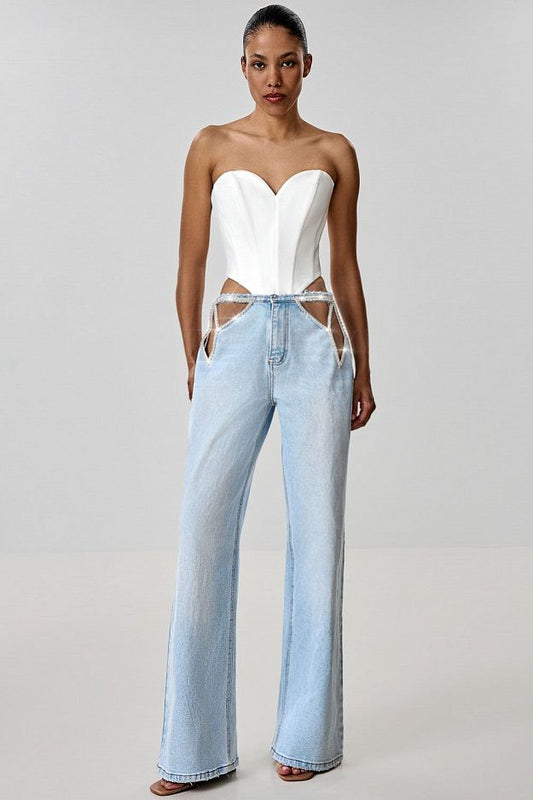 Jeans with Decorative Cut-Outs