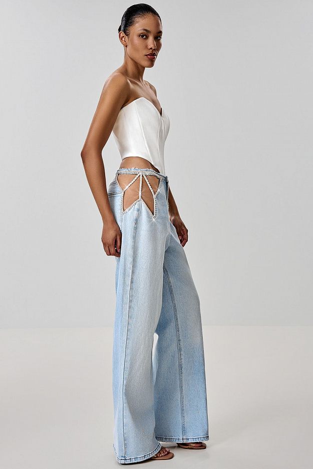 Jeans with Decorative Cut-Outs