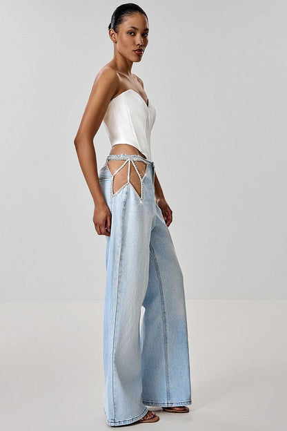 Jeans with Decorative Cut-Outs