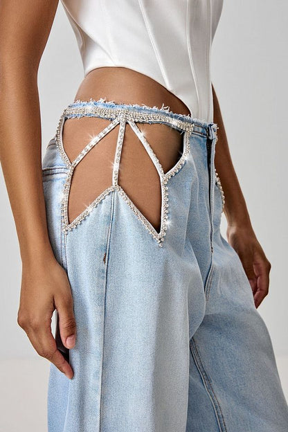 Jeans with Decorative Cut-Outs