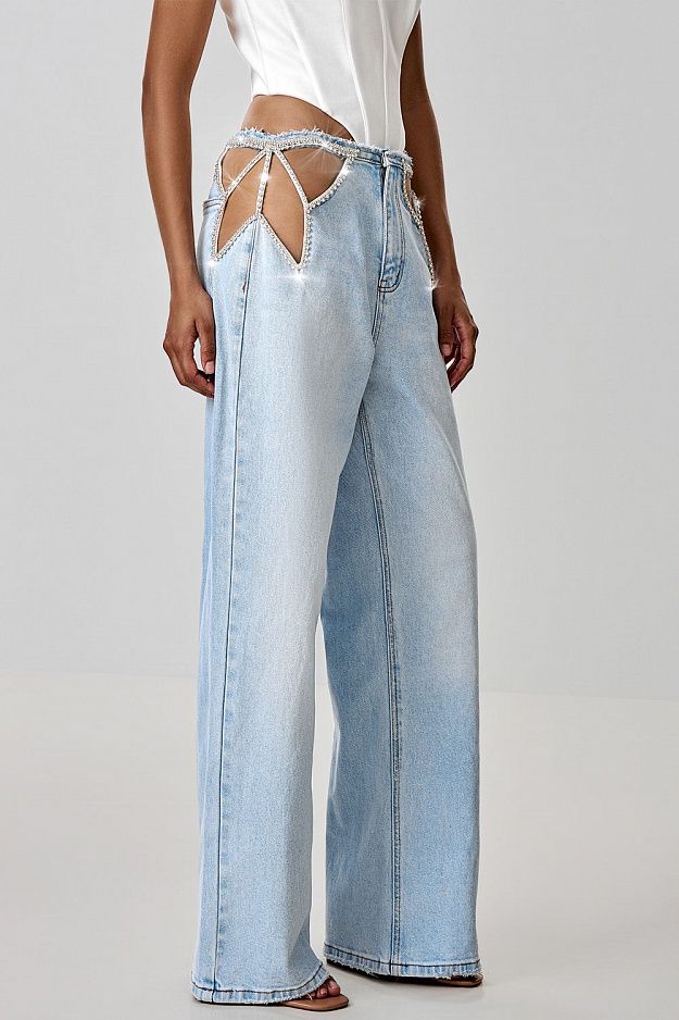 Jeans with Decorative Cut-Outs