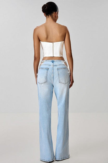 Jeans with Decorative Cut-Outs
