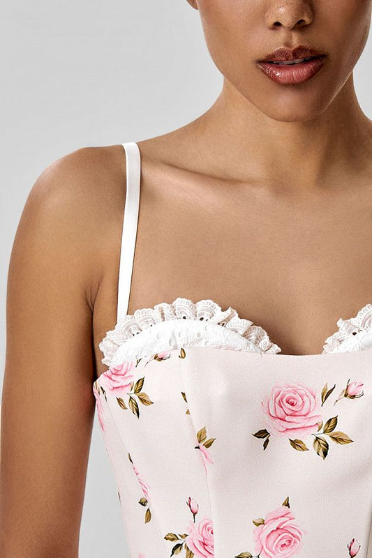 Midi Dress with Embroidery and Detachable Straps