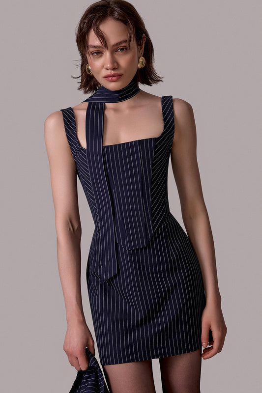 High-Waist Pinstripe Mini Skirt