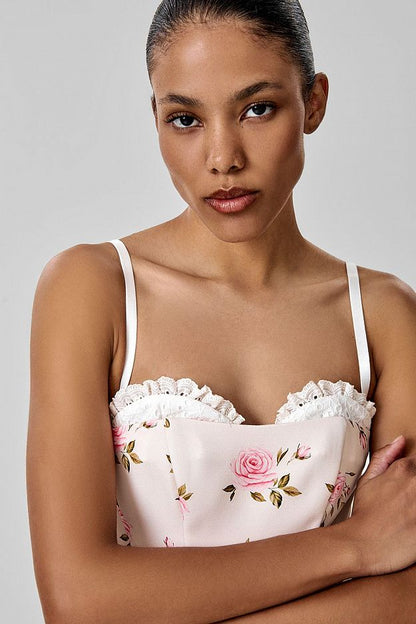 Midi Dress with Embroidery and Detachable Straps