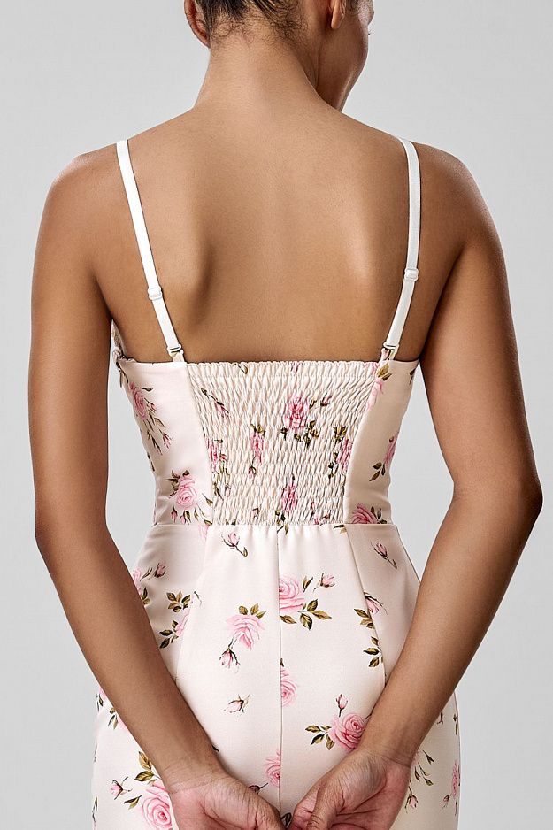 Midi Dress with Embroidery and Detachable Straps