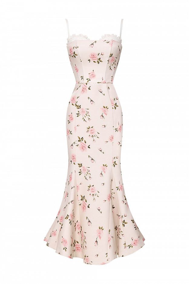 Midi Dress with Embroidery and Detachable Straps