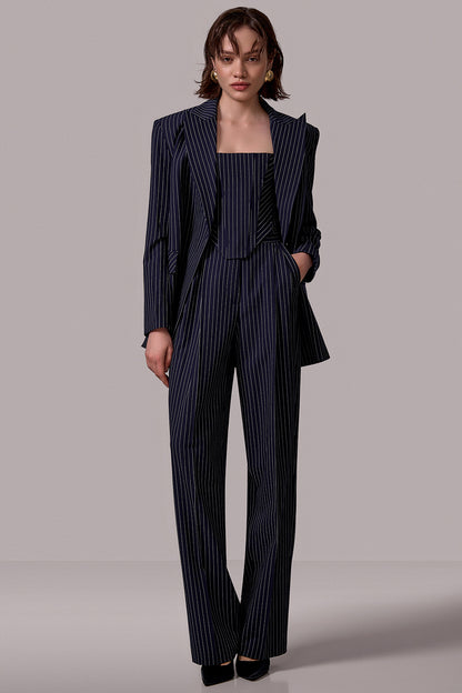 Tailored Pinstripe Belted Jacket