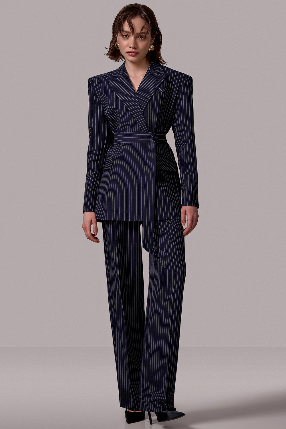 Straight Leg Striped Trousers