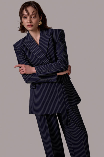 Tailored Pinstripe Belted Jacket