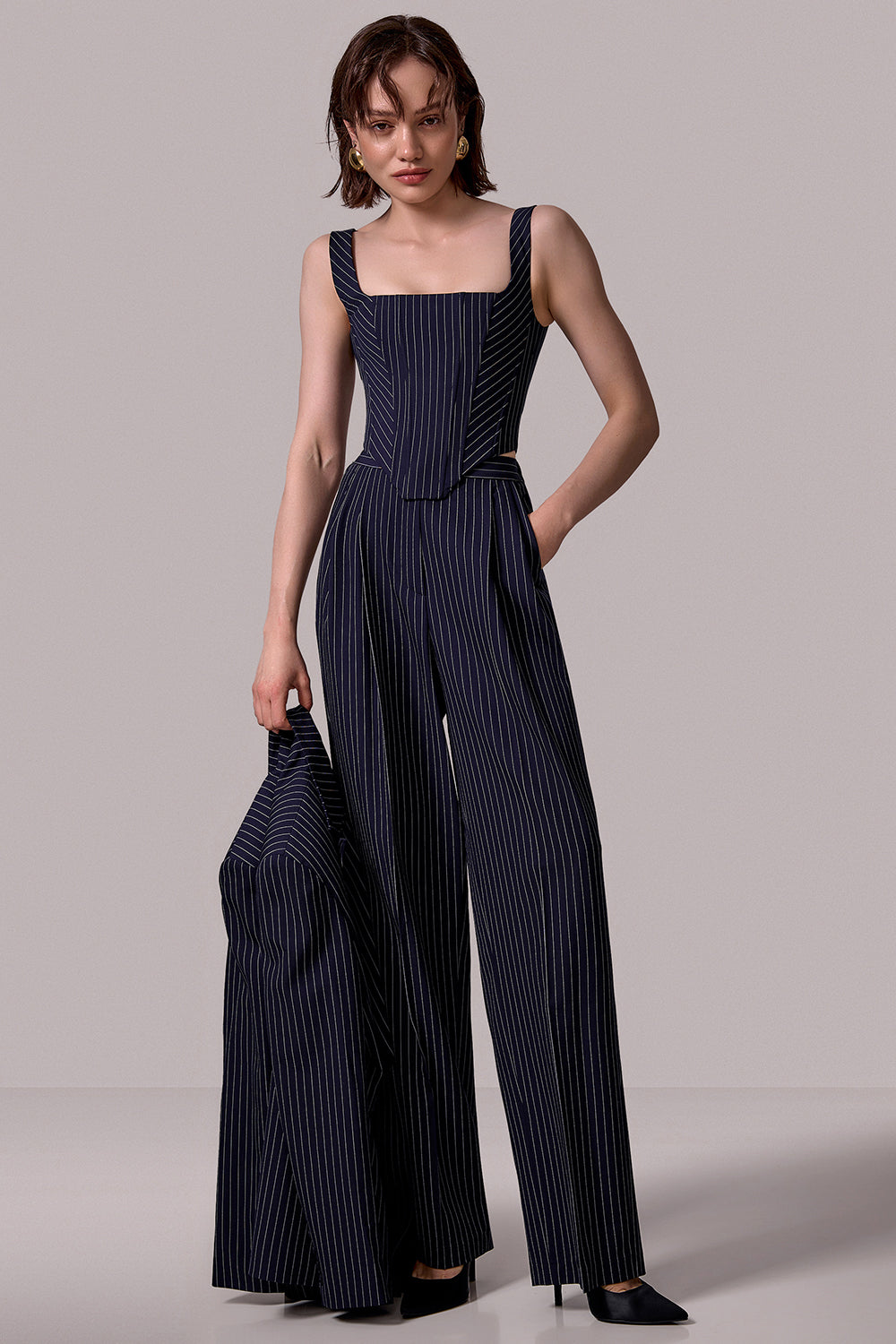 Pinstripe Structured Corset Top