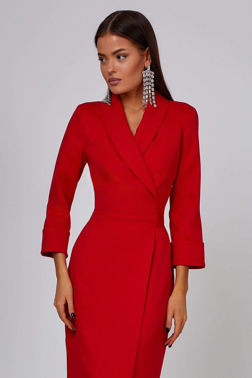 Red Blazer Midi Dress