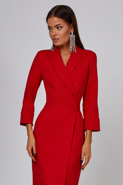 Red Blazer Midi Dress