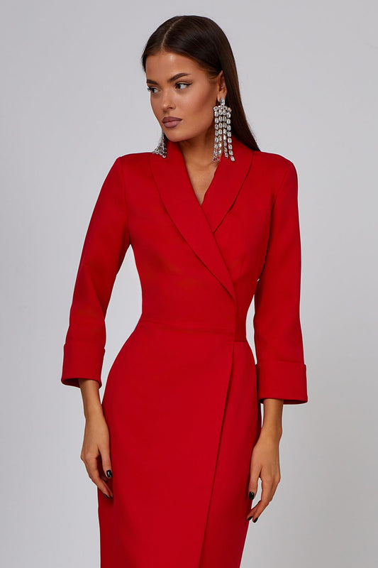 Red Blazer Midi Dress