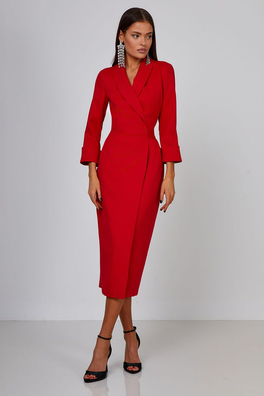Red Blazer Midi Dress