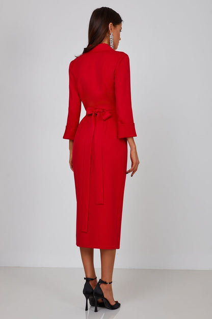 Red Blazer Midi Dress
