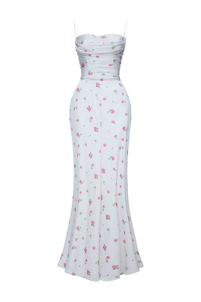 Floral Print Dress with Shaped Hip Panels