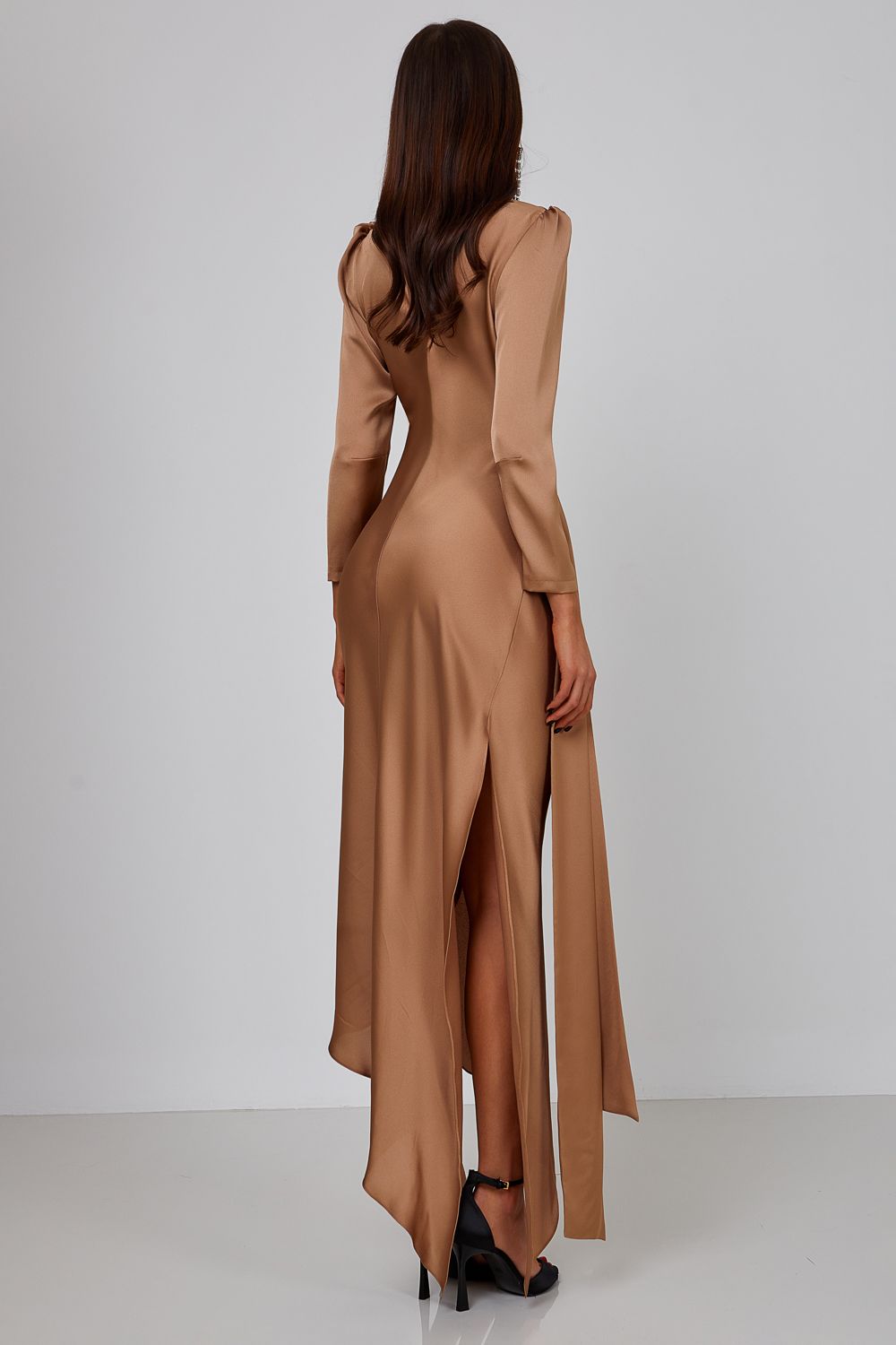 Asymmetric Maxi Dress with Draping