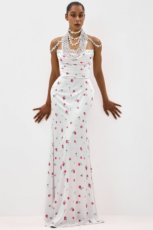 Floral Print Dress with Shaped Hip Panels