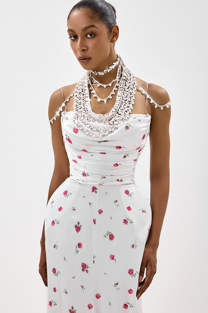 Floral Print Dress with Shaped Hip Panels