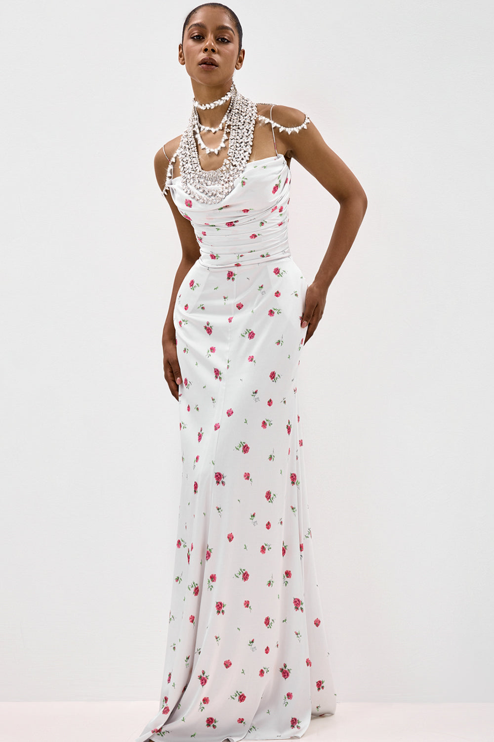 Floral Print Dress with Shaped Hip Panels