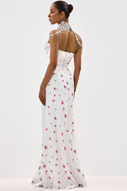 Floral Print Dress with Shaped Hip Panels