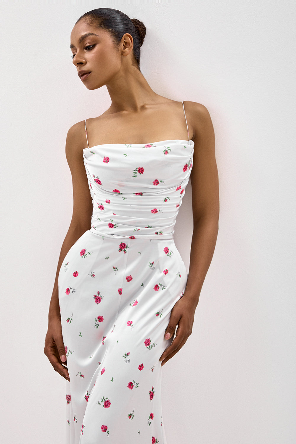 Floral Print Dress with Shaped Hip Panels