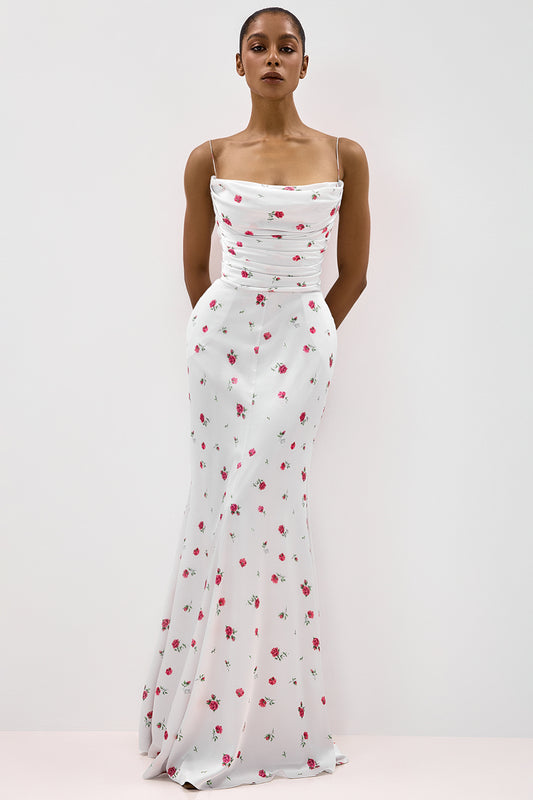 Floral Print Dress with Shaped Hip Panels