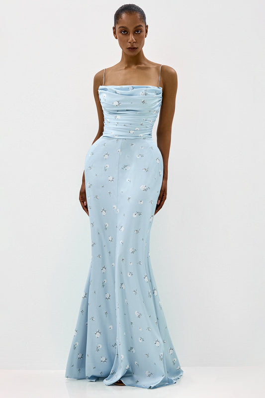 Floral Print Dress with Shaped Hip Panels