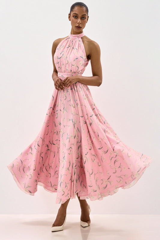 Draped Halter Neck Dress