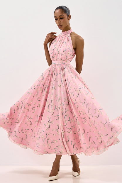 Draped Halter Neck Dress