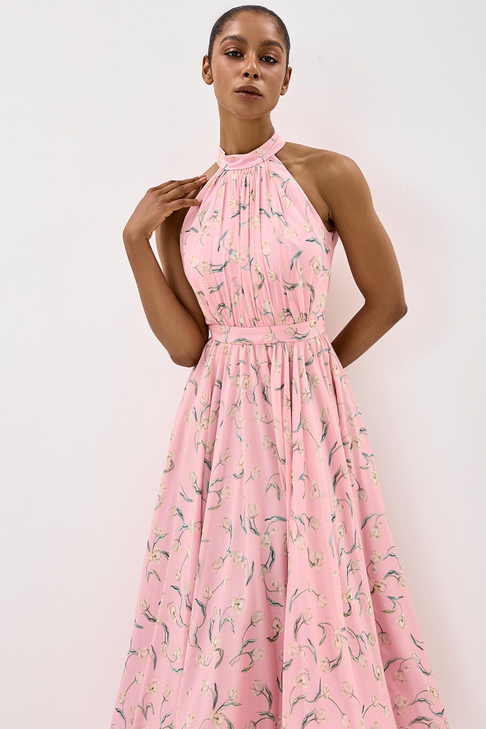 Draped Halter Neck Dress