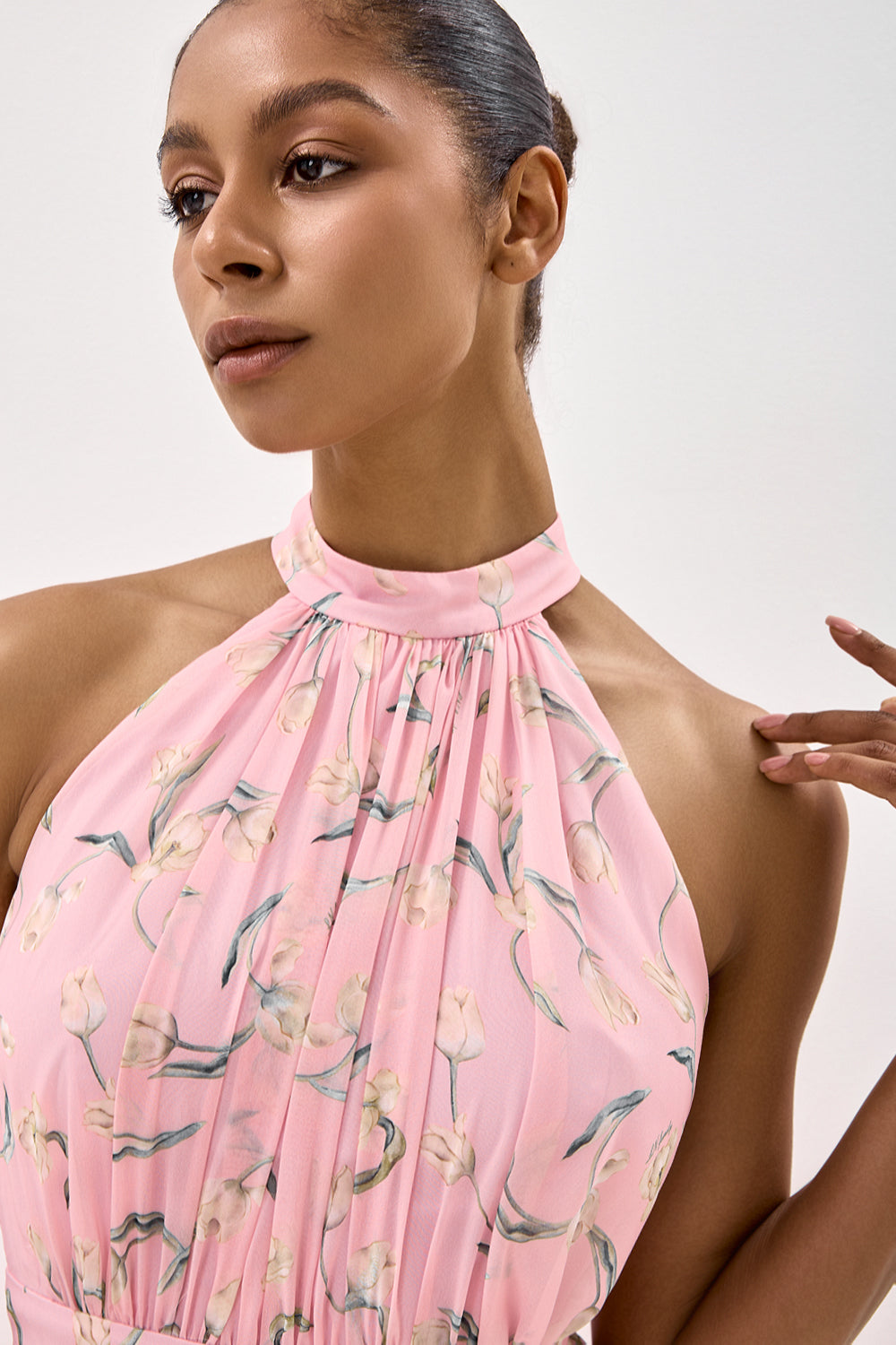 Draped Halter Neck Dress