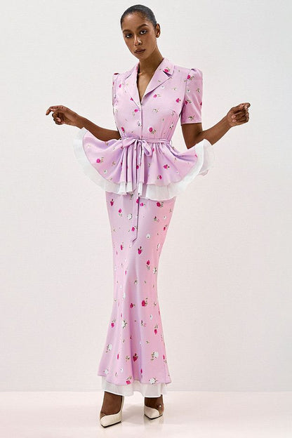 Peplum Blouse with Floral Print