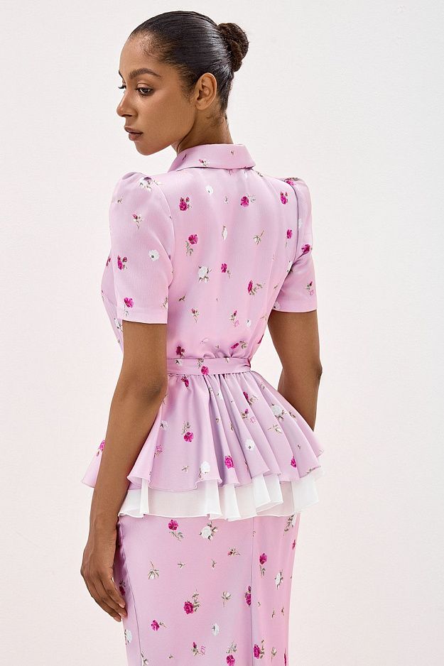 Peplum Blouse with Floral Print
