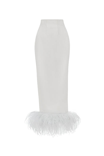 Feather pencil skirt