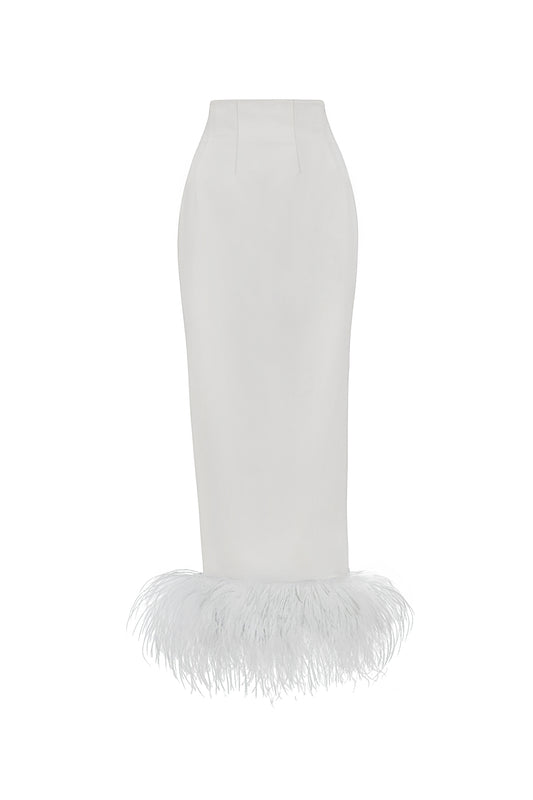 Feather pencil skirt