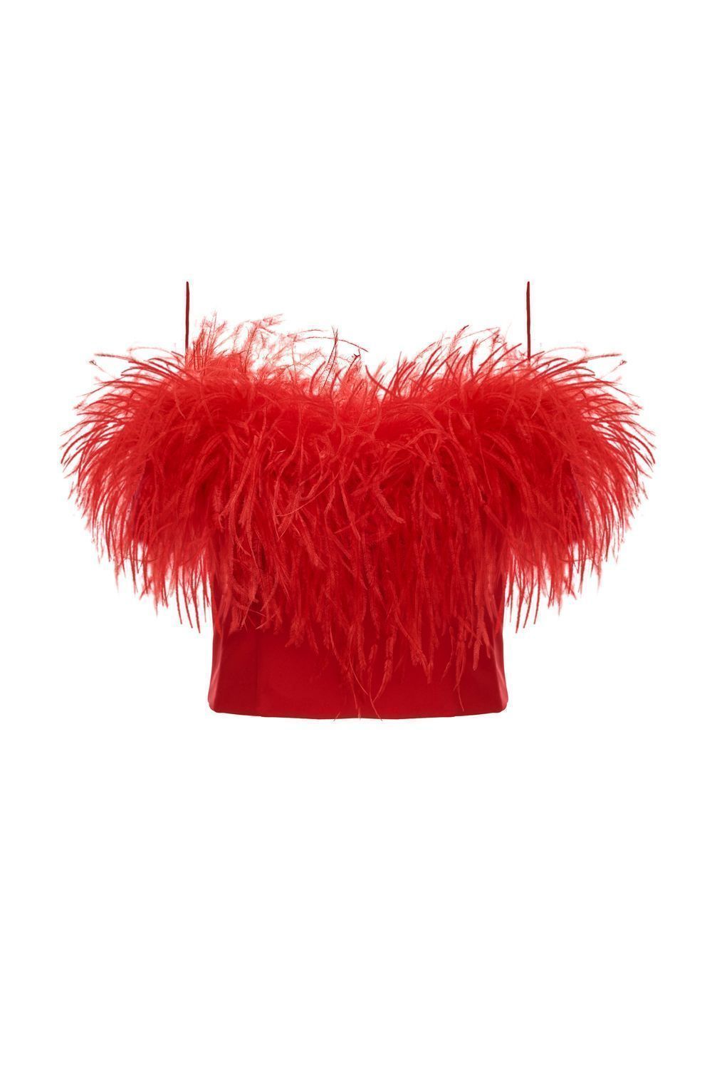 Ostrich feathers crop top